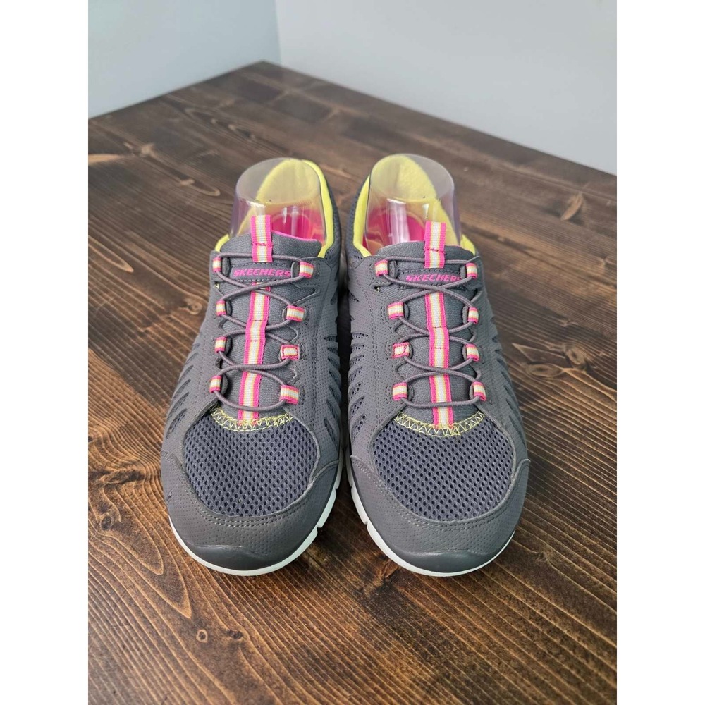 Skechers Flex Women's Sneakers Size 10 Gray Pink White Slip On Running Shoes - Picture 11 of 15